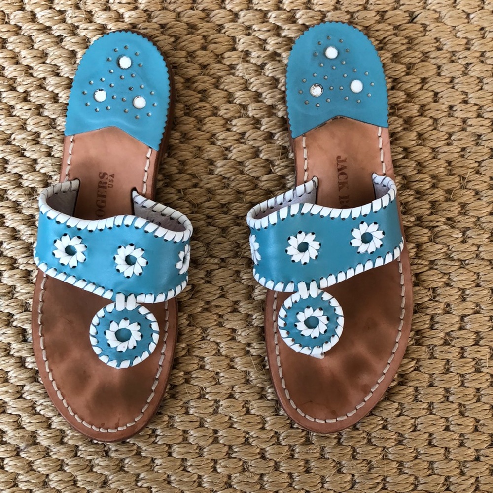 Jack Rogers Turquoise and White Sandals size 6